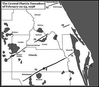 Central Florida Tornadoes Kill 42, Damage 2,600 Structures February 23, 1998