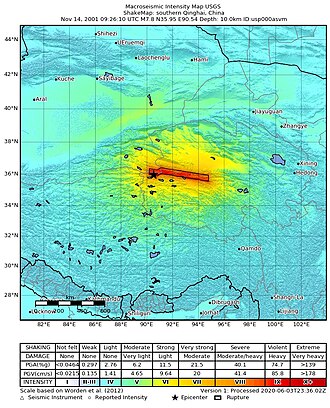 Tibetan Plateau Magnitude 7.8 Supershear Earthquake, November 14, 2001