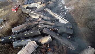 Ohio Train Derailment Releases Toxic Chemicals in East Palestine, February 3, 2023
