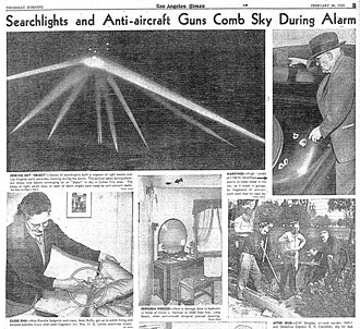 Battle of Los Angeles False Alarm Anti-Aircraft Barrage February 24, 1942