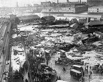 Great Molasses Flood Kills 21 in Boston January 15, 1919