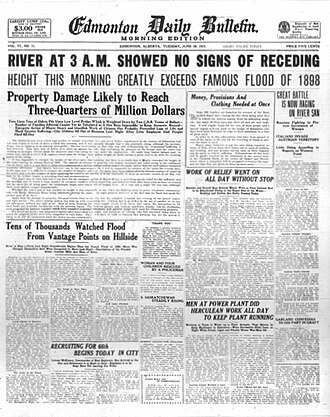 North Saskatchewan River Flood Hits Edmonton June 29, 1915