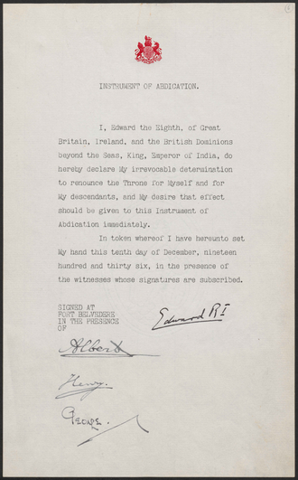 Abdication Crisis: Wallis Simpson Divorce Paves Way for Edward VIII Abdication, October 27, 1936