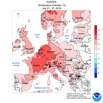 UK, Belgium, Netherlands, Germany Set Extreme Heat Records, July 25, 2019