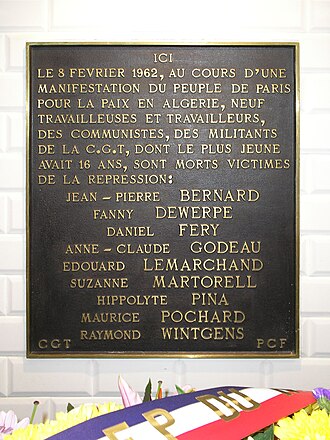 Charonne Station Protesters Killed by French Police, February 8, 1962