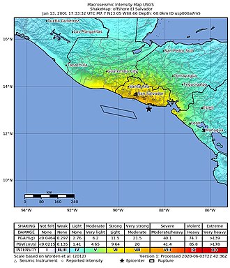 El Salvador Earthquake Kills 800+ on January 13, 2001