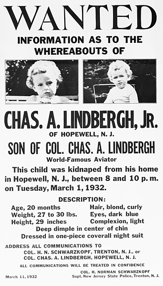 Charles Lindbergh Baby Found Dead Near Hopewell, New Jersey – May 12, 1932