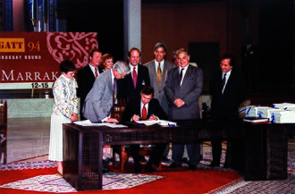 Marrakesh Agreement Adopts World Trade Organization Foundation, April 15, 1994