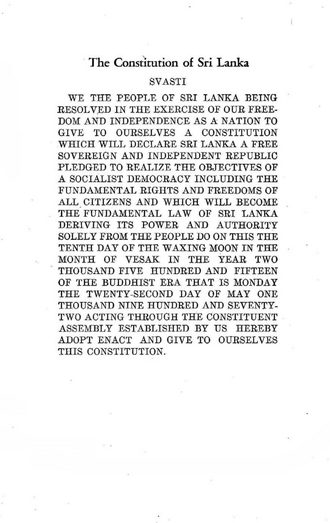Ceylon Becomes Sri Lanka, Adopts Republican Constitution May 22, 1972