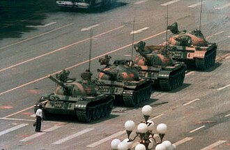 Tank Man Stops Tanks After Tiananmen Protests, June 5, 1989