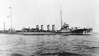 USS Jacob Jones Sunk by German U-53 in World War I, December 6, 1917