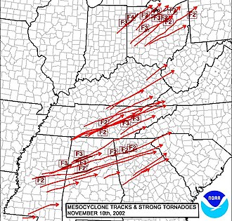 Veterans Day Weekend Tornado Outbreak Hits Ohio to Gulf Coast November 10, 2002