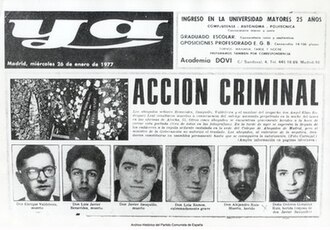 Atocha Massacre in Madrid During Spanish Transition to Democracy, January 24, 1977