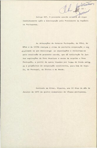 Alvor Agreement Ends Angolan War of Independence, Angola Gains Independence January 15, 1975