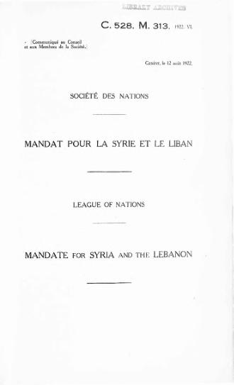 Mandate for Syria and Lebanon Takes Effect, September 29, 1923